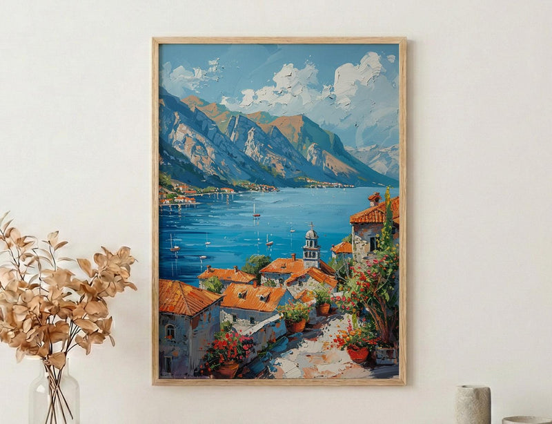 Kotor Bay Wall Art, Montenegro Sea Decor - Mountain Landscape