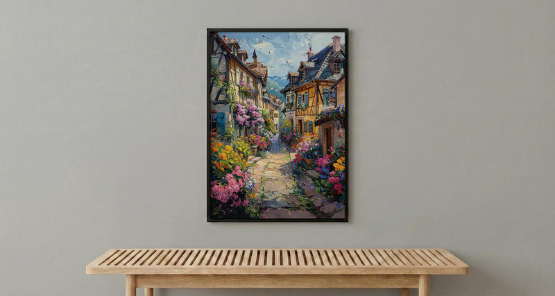Colmar France Art Print, Historic Town Home Decor - Bright Half Timbered House Summer Vibe
