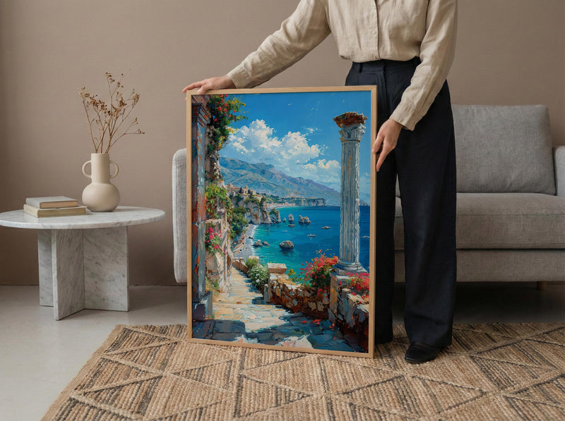 Taormina Sicily Wall Art, Italy Coastal Home Decor - Beautiful Ancient Greek Theater Summer Landscape