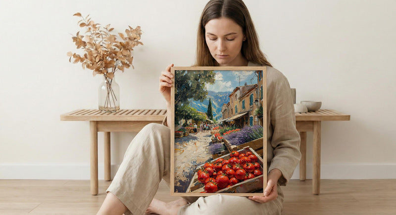 Provence Market Nature Poster, France Farmer Home Decor - Beautiful Purple Lavender Bouquet Summer Scenery