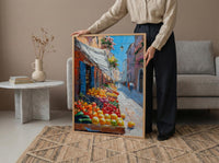 Rome Market Art Print, Italy Fruit Home Decor - Bright White Canopy Tent Summer Morning