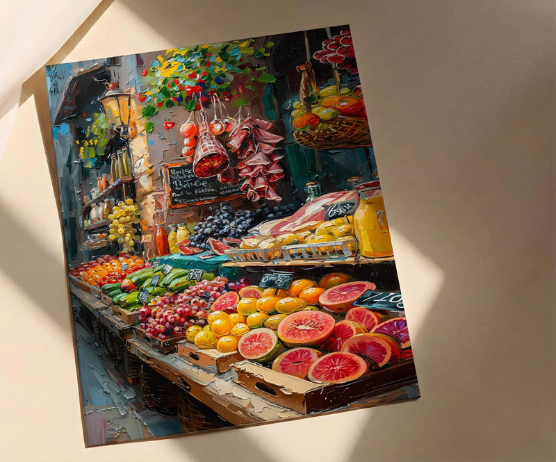 Barcelona Market Wall Art, La Boqueria Home Decor - Colorful Fresh Fruit Juice Summer Scene