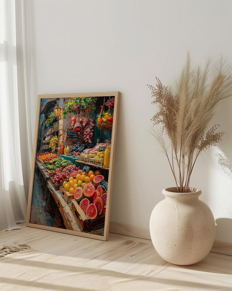 Barcelona Market Wall Art, La Boqueria Home Decor - Colorful Fresh Fruit Juice Summer Scene