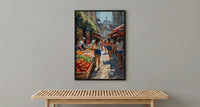 Borough Market City Poster, London Food Home Decor - Historic Artisan Food Stall Summer View