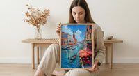 Rialto Market Wall Art, Venice Italy Home Decor - Historic Red Awning Canal Summer Beauty