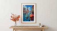 Rialto Market Wall Art, Venice Italy Home Decor - Historic Red Awning Canal Summer Beauty