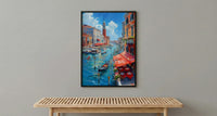 Rialto Market Wall Art, Venice Italy Home Decor - Historic Red Awning Canal Summer Beauty