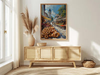 Munich Market Wall Art, Viktualienmarkt City Home Decor - Giant Fresh Pretzel Stall Summer Retreat