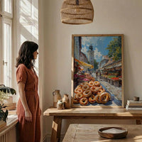 Munich Market Wall Art, Viktualienmarkt City Home Decor - Giant Fresh Pretzel Stall Summer Retreat