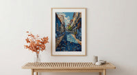 Lisbon Market Art Print, Portugal Tile Home Decor - Blue Azulejo Rustic Antique Summer Vibe