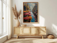 Amsterdam Flower Market Poster, Bloemenmarkt Tulip Home Decor - Vibrant Canal Floating Bulb Summer Artwork