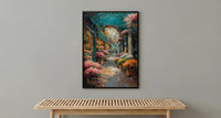 Paris Flower Wall Art, France Garden Home Decor - Green Iron Pavilion Orchid Summer Setting