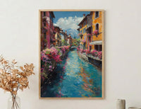 Annecy France Poster, Turquoise Canal Decor - Medieval House Art