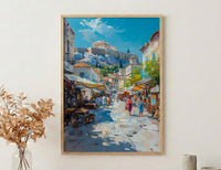 Athens Market Wall Art, Greece Antique Home Decor - Historic Acropolis View Trinket Summer Holiday