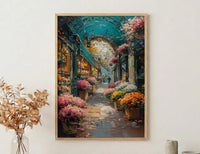 Paris Flower Wall Art, France Garden Home Decor - Green Iron Pavilion Orchid Summer Setting