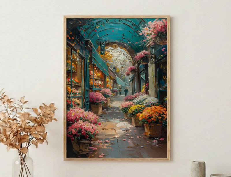 Paris Flower Wall Art, France Garden Home Decor - Green Iron Pavilion Orchid Summer Setting
