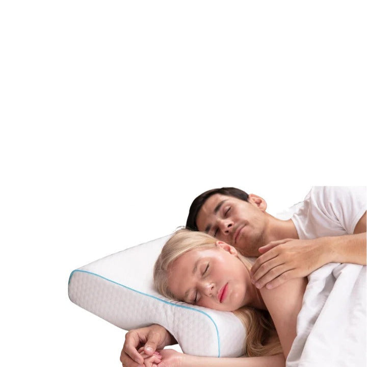 Couple Pillow with Arm Channel – L-Shaped Memory Foam Pillow with Breathable Knit Cover