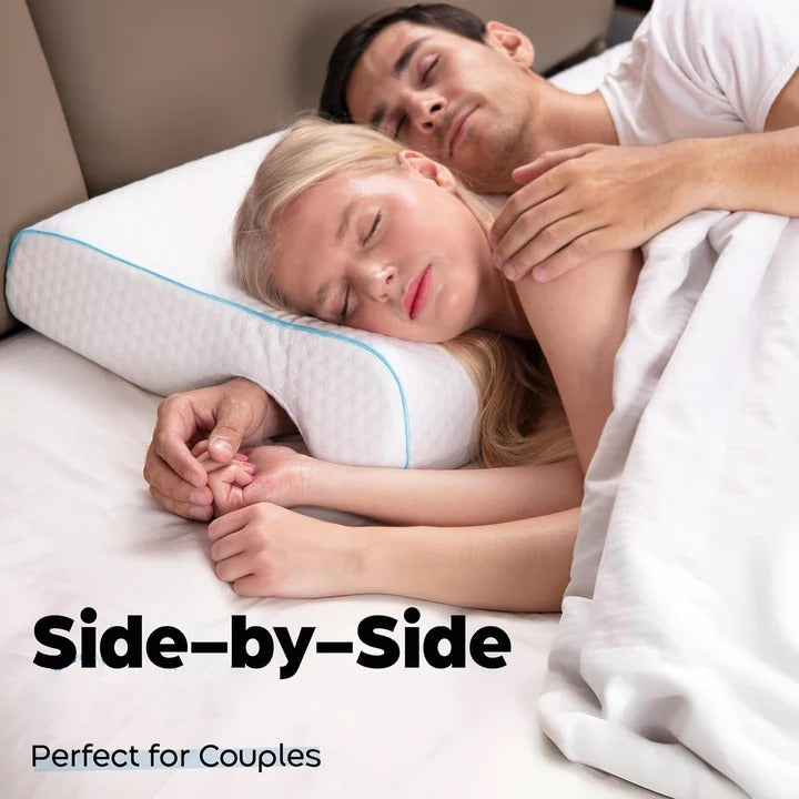 Couple Pillow with Arm Channel – L-Shaped Memory Foam Pillow with Breathable Knit Cover