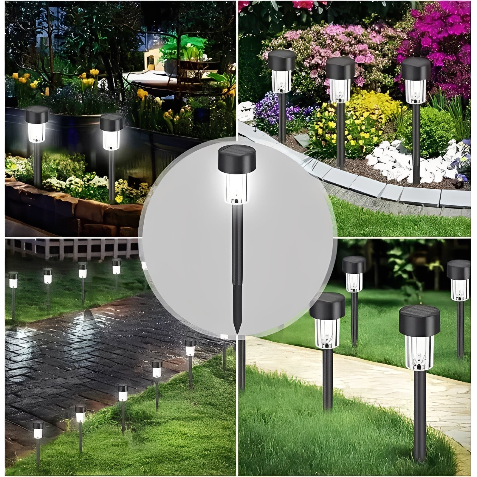 Solar LED Fairy Garden Lights, Set of 10 – Stainless Steel, Automatic Dusk to Dawn, Up to 8 Hours