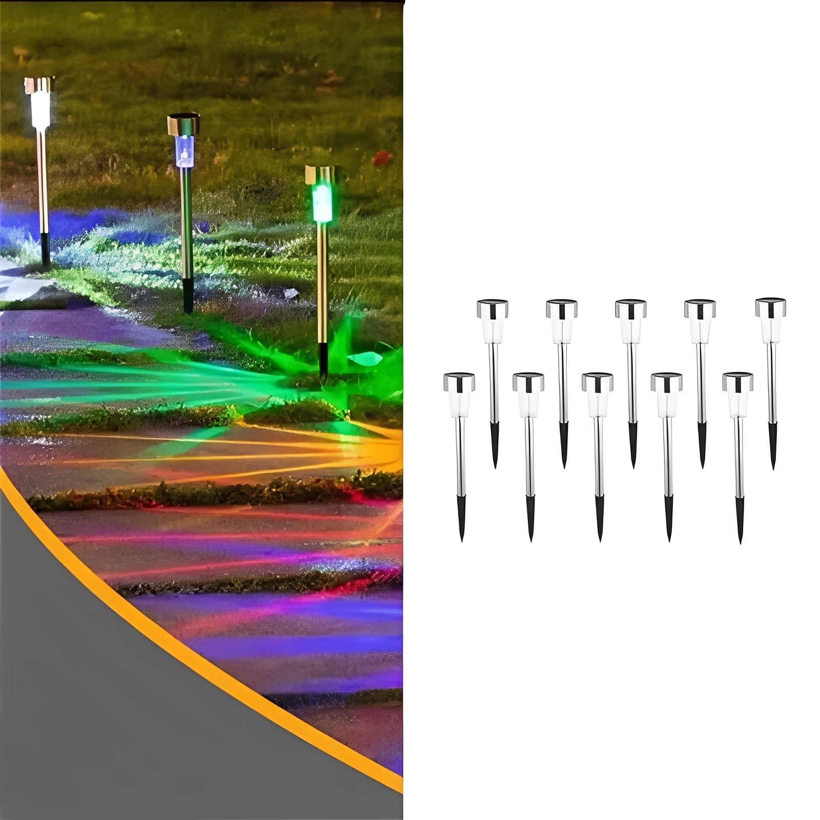 Solar LED Fairy Garden Lights, Set of 10 – Stainless Steel, Automatic Dusk to Dawn, Up to 8 Hours