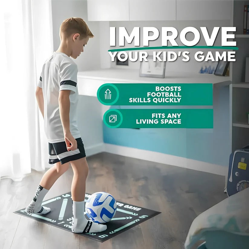 Soccer Training Mat for Kids – Indoor Footwork Practice, Optional Video Drill Program and Grip Socks
