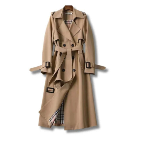 Classic Trench Coat – Adjustable Waist Belt, Button Front, Adjustable Cuffs for Mild to Cool Weather
