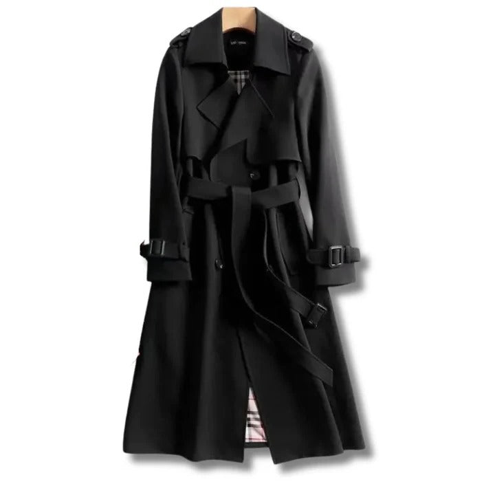 Classic Trench Coat – Adjustable Waist Belt, Button Front, Adjustable Cuffs for Mild to Cool Weather