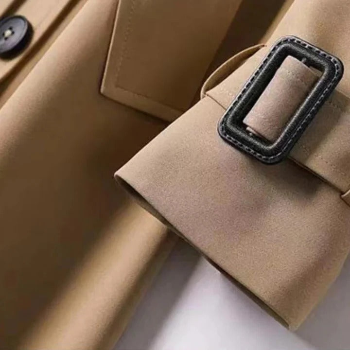 Classic Trench Coat – Adjustable Waist Belt, Button Front, Adjustable Cuffs for Mild to Cool Weather