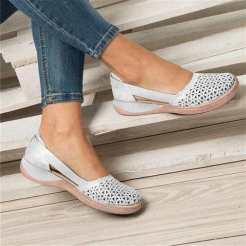 Women's Wide Toe Box Flats – Cushioned Supportive Insole, Breathable Lightweight Comfort Flats