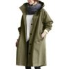 Women's Long Hooded Raincoat – Waterproof Coat with Adjustable Waist Belt